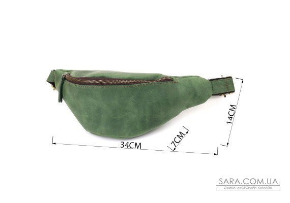 Стильна чоловіча бананка відмінної якості з натуральної шкіри вінтажної шкіри Shvigel 23142 Зелений