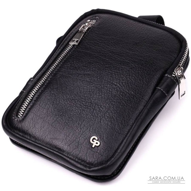 Чоловіча прямокутна сумка бананка із зернистої натуральної шкіри GRANDE PELLE 22879 Чорний Чоловіча прямокутна сумка бананка із зернистої натуральної шкіри GRANDE PELLE 22879 Чорний