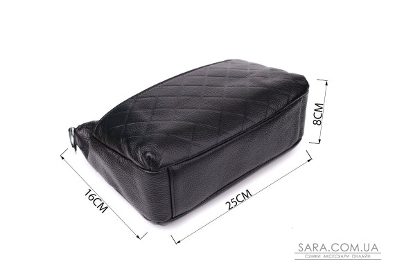 Жіноча сумка з двома ремінцями із натуральної шкіри Vintage 22926 Чорний