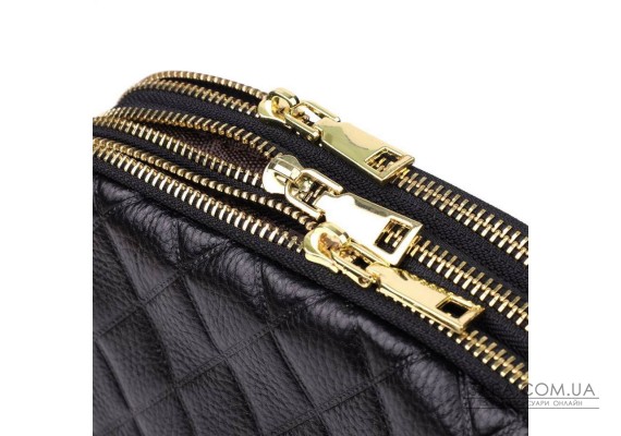 Сумка з натуральної шкіри з трьома відділеннями для жінок Vintage 22890 Чорний