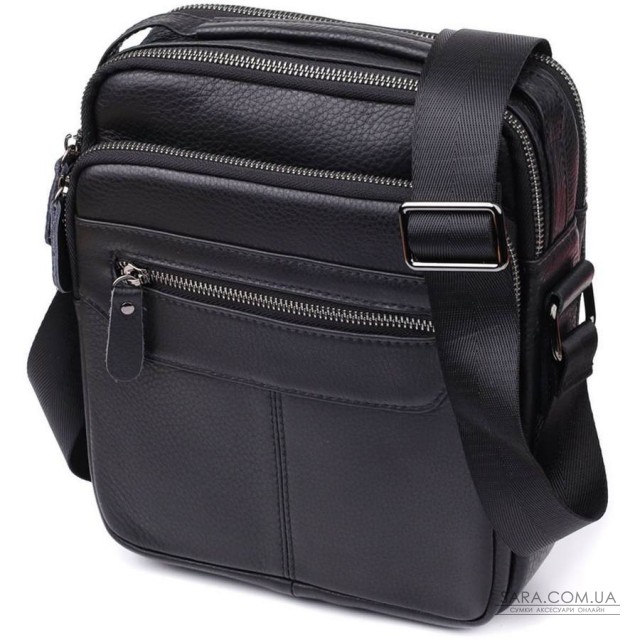 Вертикальная мужская сумка из натуральной кожи Vintage 22967 Черный Вертикальная мужская сумка из натуральной кожи Vintage 22967 Черный