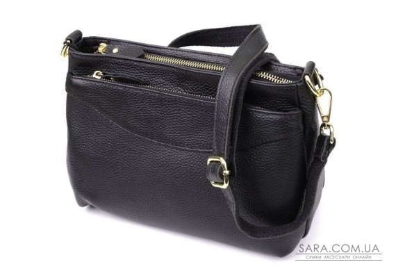 Класична жіноча сумка з жорстким дном із натуральної шкіри Vintage 22987 Чорний