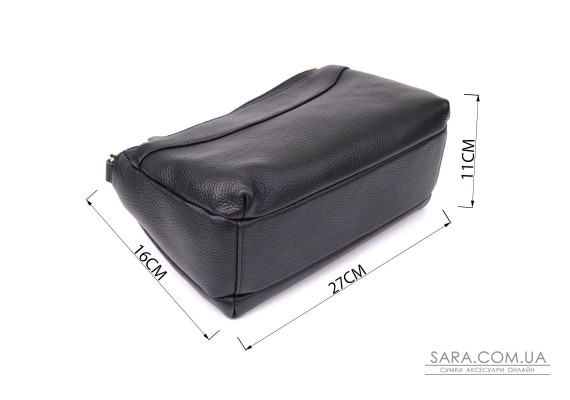 Класична жіноча сумка з жорстким дном із натуральної шкіри Vintage 22987 Чорний