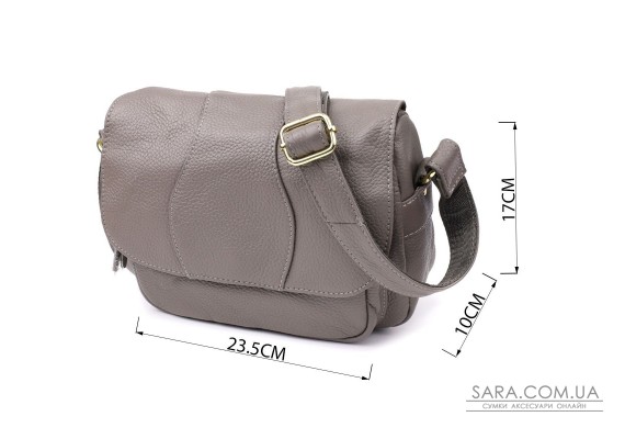 Сумка з натуральної шкіри для стильних жінок Vintage 22974 Сірий