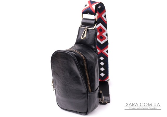 Жіночий слінг сумка через плече з екошкіри Vintage sale_15117 Чорний