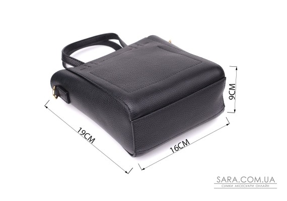 Трапецієподібна сумка для жінок з натуральної шкіри Vintage 22916 Чорний