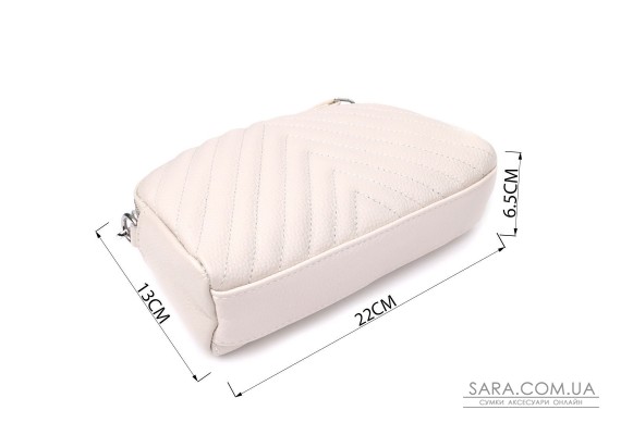 Модна сумка прошита трикутниками з натуральної шкіри Vintage 22910 Білий