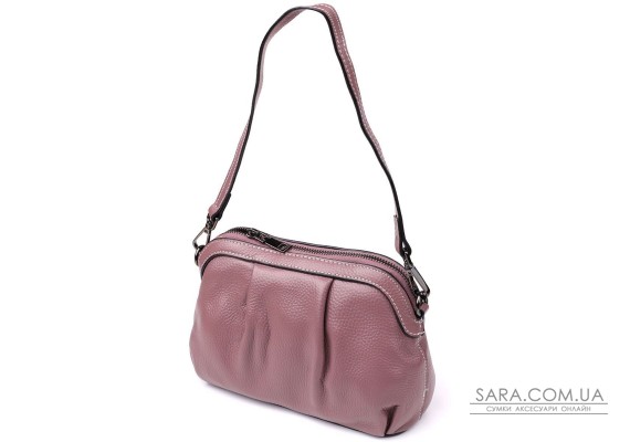 Жіноча шкіряна сумка з ефектним драпіруванням Vintage 22898 Пурпурний