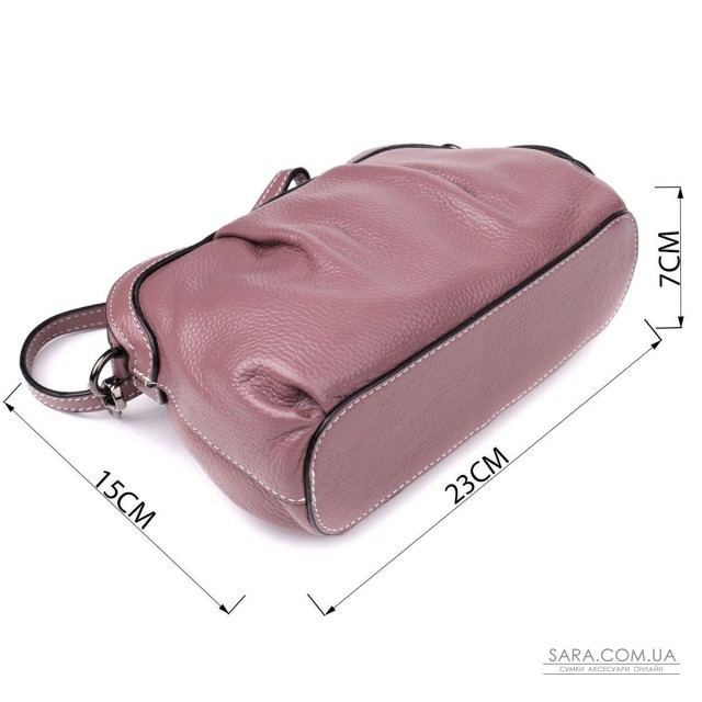 Жіноча шкіряна сумка з ефектним драпіруванням Vintage 22898 Пурпурний Жіноча шкіряна сумка з ефектним драпіруванням Vintage 22898 Пурпурний
