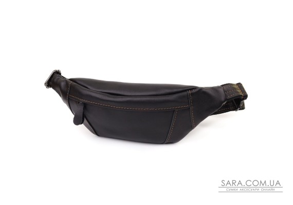 Чоловіча сумка-бананка з натуральної гладкої шкіри Shvigel 23125 Чорний