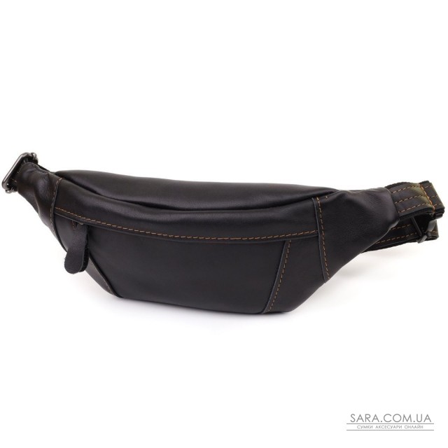 Чоловіча сумка-бананка з натуральної гладкої шкіри Shvigel 23125 Чорний Чоловіча сумка-бананка з натуральної гладкої шкіри Shvigel 23125 Чорний