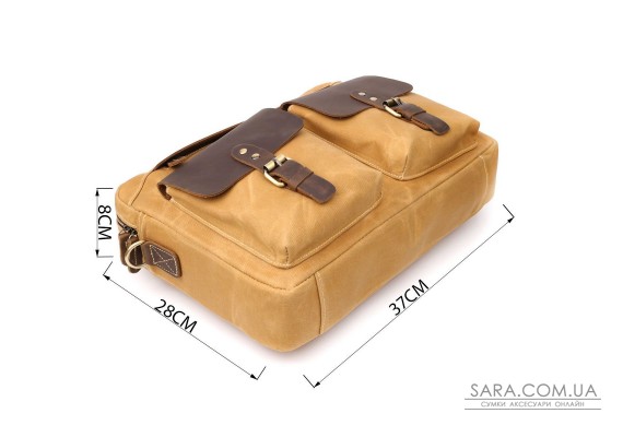 Стильний портфель з якісного текстилю зі шкіряними вставками Vintage 20874_1 Світло-коричневий Стильний портфель з якісного текстилю зі шкіряними вставками Vintage 20874_1 Світло-коричневий