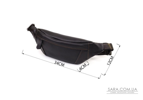 Чоловіча сумка-бананка з натуральної гладкої шкіри Shvigel 23125 Чорний