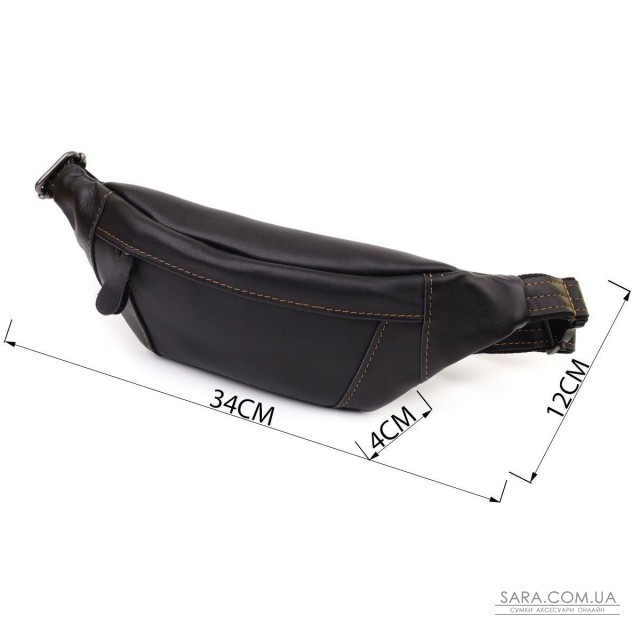 Чоловіча сумка-бананка з натуральної гладкої шкіри Shvigel 23125 Чорний Чоловіча сумка-бананка з натуральної гладкої шкіри Shvigel 23125 Чорний