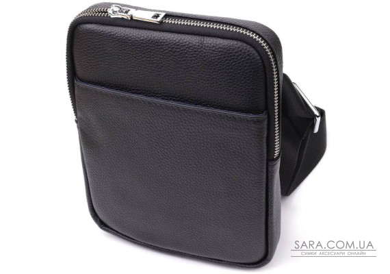 Зручна вертикальна сумка для чоловіків з натуральної шкіри Vintage 22862 Чорний Зручна вертикальна сумка для чоловіків з натуральної шкіри Vintage 22862 Чорний