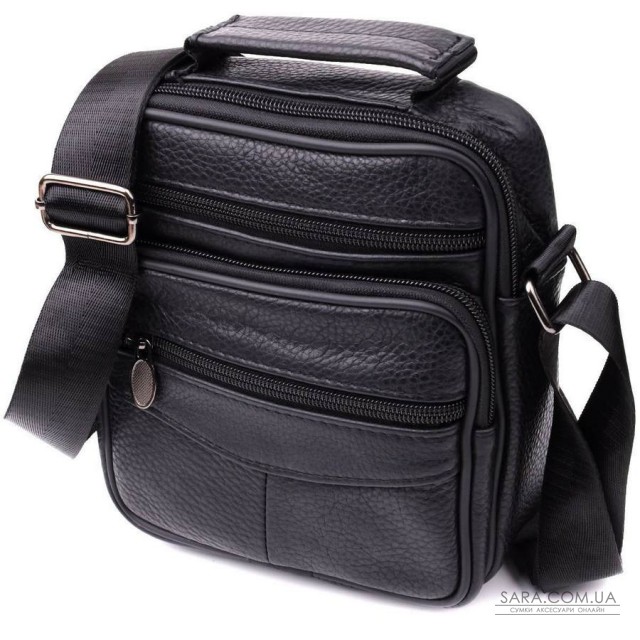 Практичная вертикальная сумка с ручкой для мужчин из натуральной кожи Vintage 22864 Черный Практичная вертикальная сумка с ручкой для мужчин из натуральной кожи Vintage 22864 Черный