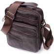 Небольшая вертикальная сумка с ручкой для мужчин из натуральной кожи Vintage 22865 Коричневый