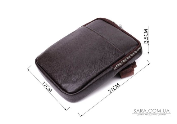 Чоловіча вертикальна сумка з натуральної шкіри Vintage 22863 Коричневий Чоловіча вертикальна сумка з натуральної шкіри Vintage 22863 Коричневий