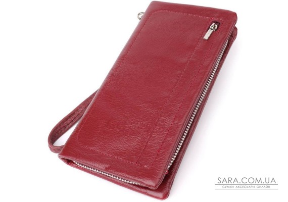 Шкіряний жіночий гаманець-клатч із відділенням під телефон ST Leather 23102 Бордовий