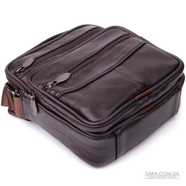 Небольшая вертикальная сумка с ручкой для мужчин из натуральной кожи Vintage 22865 Коричневый Небольшая вертикальная сумка с ручкой для мужчин из натуральной кожи Vintage 22865 Коричневый