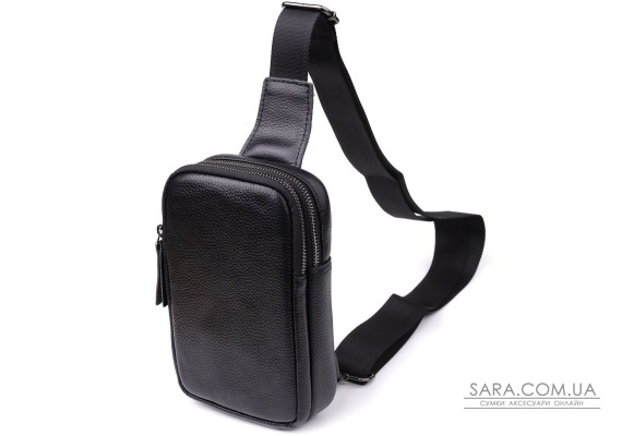 Сумка-слінг для чоловіків з натуральної шкіри Vintage 22955 Чорний