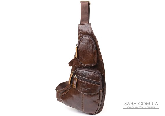 Сумка для чоловіків з великою кількістю кишень із натуральної шкіри Vintage 22956 Коричневий Сумка для чоловіків з великою кількістю кишень із натуральної шкіри Vintage 22956 Коричневий