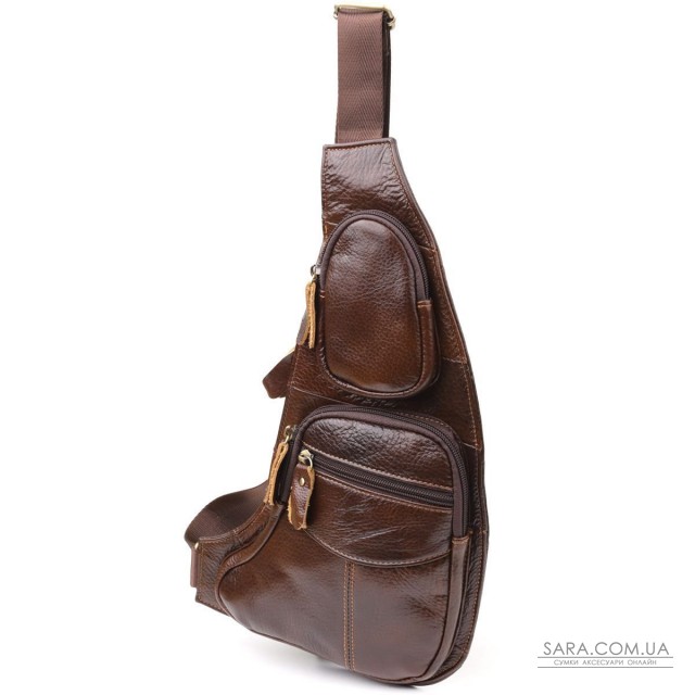 Сумка для мужчин с большим количеством карманов из натуральной кожи Vintage 22956 Коричневый Сумка для мужчин с большим количеством карманов из натуральной кожи Vintage 22956 Коричневый