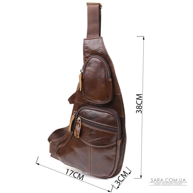 Сумка для мужчин с большим количеством карманов из натуральной кожи Vintage 22956 Коричневый Сумка для мужчин с большим количеством карманов из натуральной кожи Vintage 22956 Коричневый