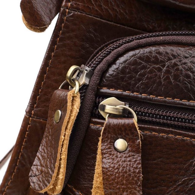 Сумка для мужчин с большим количеством карманов из натуральной кожи Vintage 22956 Коричневый Сумка для мужчин с большим количеством карманов из натуральной кожи Vintage 22956 Коричневый