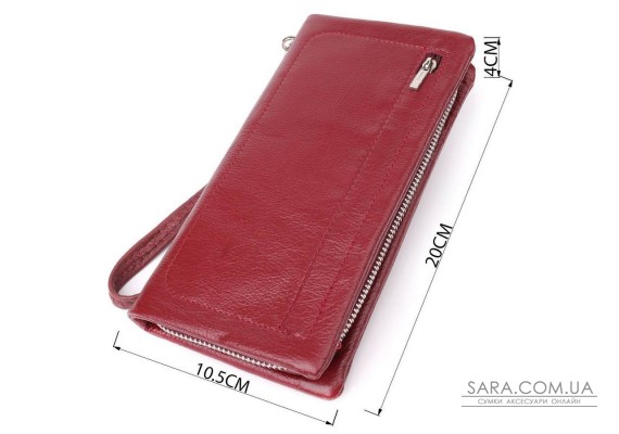 Шкіряний жіночий гаманець-клатч із відділенням під телефон ST Leather 23102 Бордовий