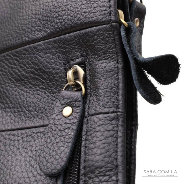 Сумка для мужчин с большим количеством карманов из натуральной кожи Vintage 22957 Черный Сумка для мужчин с большим количеством карманов из натуральной кожи Vintage 22957 Черный