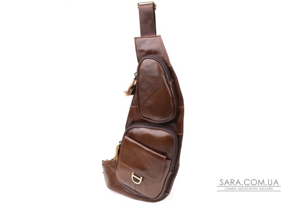Чоловіча сумка через плече з гладкої натуральної шкіри Vintage 22965 Коричневий Чоловіча сумка через плече з гладкої натуральної шкіри Vintage 22965 Коричневий