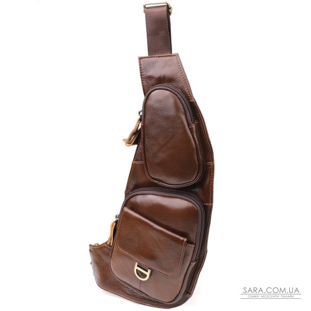 Мужская сумка через плечо из гладкой натуральной кожи Vintage 22965 Коричневый Мужская сумка через плечо из гладкой натуральной кожи Vintage 22965 Коричневый