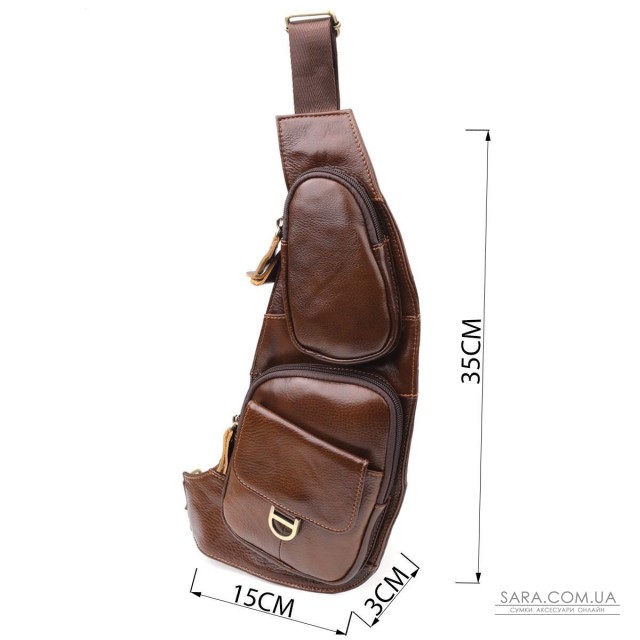 Мужская сумка через плечо из гладкой натуральной кожи Vintage 22965 Коричневый Мужская сумка через плечо из гладкой натуральной кожи Vintage 22965 Коричневый