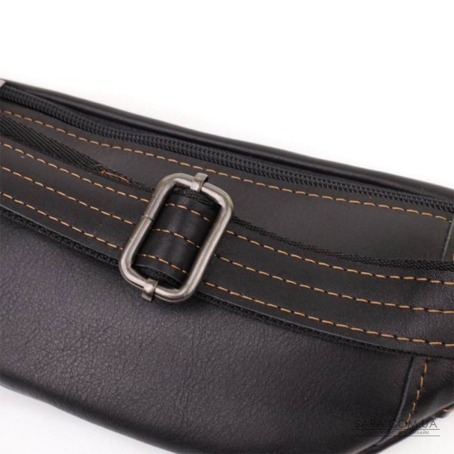 Чоловіча сумка-бананка з натуральної гладкої шкіри Shvigel 23125 Чорний Чоловіча сумка-бананка з натуральної гладкої шкіри Shvigel 23125 Чорний