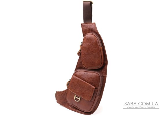 Чоловіча сумка через плече із зернистої натуральної шкіри Vintage 22966 Коричневий Чоловіча сумка через плече із зернистої натуральної шкіри Vintage 22966 Коричневий