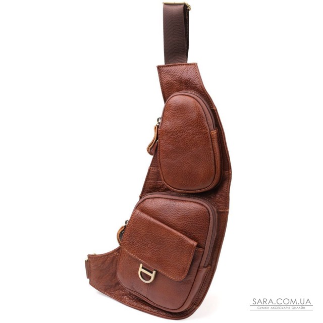 Мужская сумка через плечо из зернистой натуральной кожи Vintage 22966 Коричневый Мужская сумка через плечо из зернистой натуральной кожи Vintage 22966 Коричневый