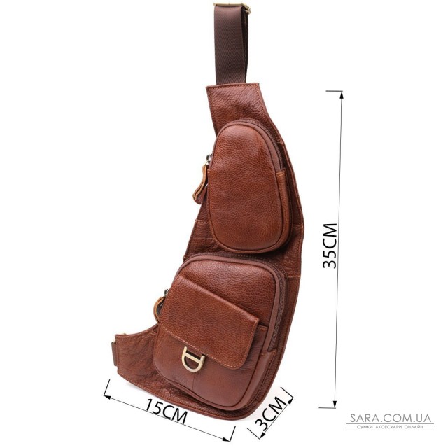 Мужская сумка через плечо из зернистой натуральной кожи Vintage 22966 Коричневый Мужская сумка через плечо из зернистой натуральной кожи Vintage 22966 Коричневый