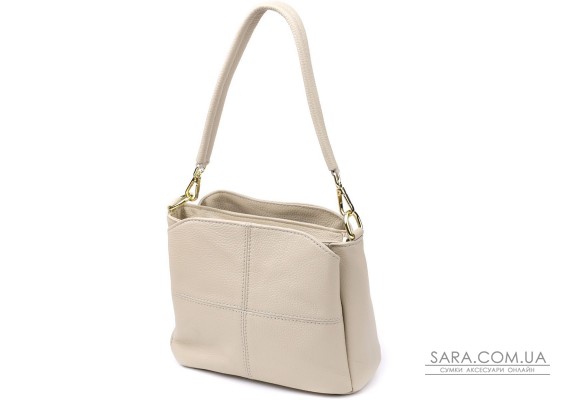 Жіноча шкіряна сумка з трьома секціями Vintage 22980 Білий