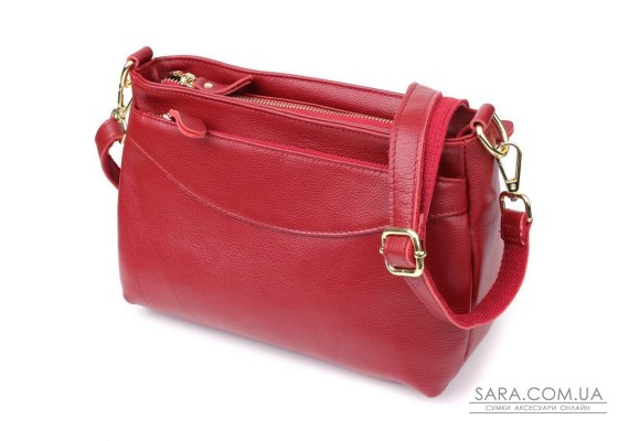 Сумка жіноча з твердим дном з натуральної шкіри Vintage 22982 Червоний