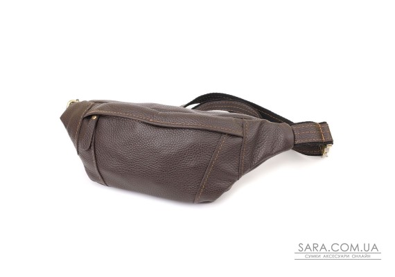 Сумка-бананка для чоловіків з натуральної зернистої шкіри Shvigel 23128 Коричневий