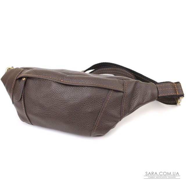 Сумка-бананка для чоловіків з натуральної зернистої шкіри Shvigel 23128 Коричневий Сумка-бананка для чоловіків з натуральної зернистої шкіри Shvigel 23128 Коричневий