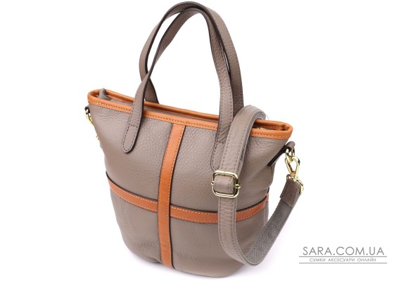 Містка сумка з натуральної шкіри для жінок Vintage 22998 Сірий