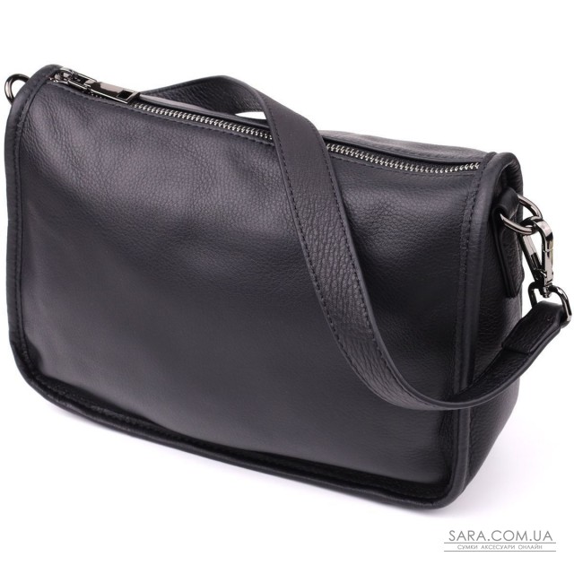 Сумка на плечо из натуральной кожи для женщин Vintage 23001 Черный Сумка на плечо из натуральной кожи для женщин Vintage 23001 Черный