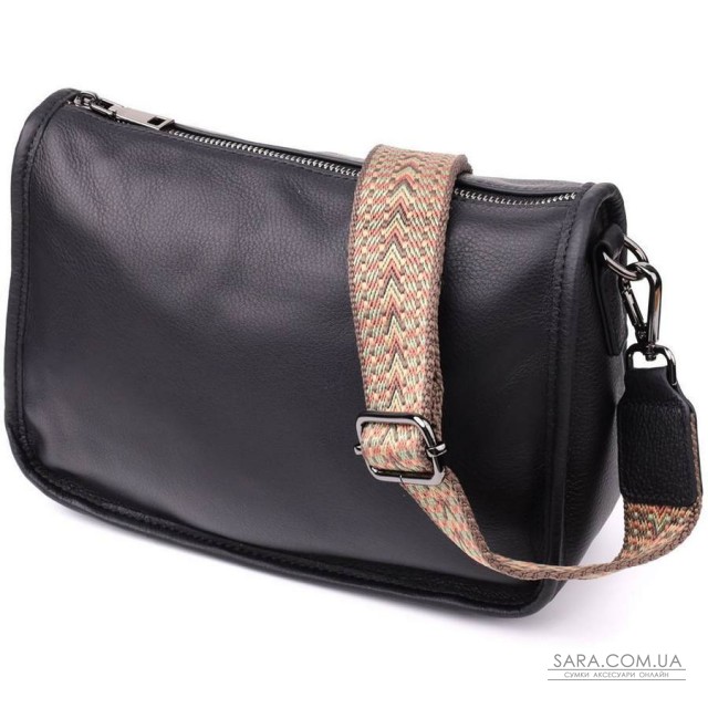 Сумка на плечо из натуральной кожи для женщин Vintage 23001 Черный Сумка на плечо из натуральной кожи для женщин Vintage 23001 Черный