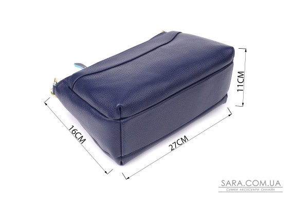 Жіноча шкіряна сумка з жорстким дном Vintage 22986 Синій