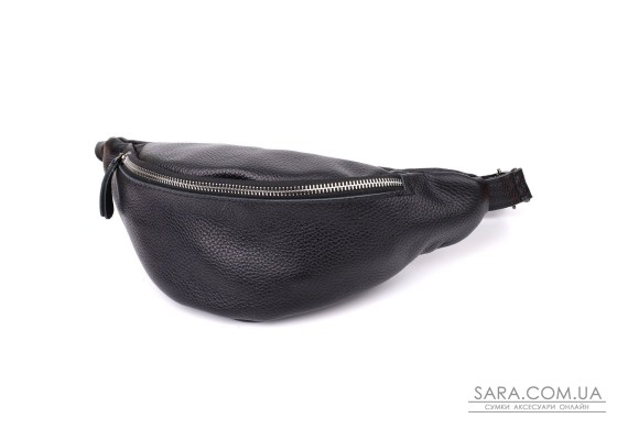 Відмінна сумка бананка із зернистої натуральної шкіри Shvigel 23145 Чорний