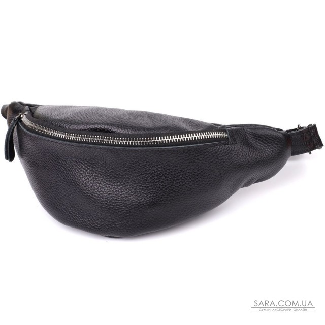 Відмінна сумка бананка із зернистої натуральної шкіри Shvigel 23145 Чорний Відмінна сумка бананка із зернистої натуральної шкіри Shvigel 23145 Чорний