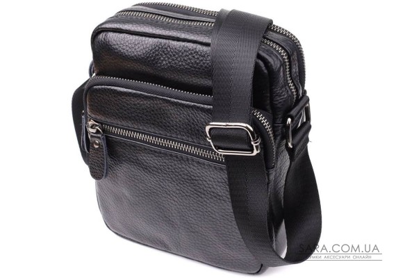 Чоловічі сумки на плече з натуральної шкіри Vintage 23020 Чорний Чоловічі сумки на плече з натуральної шкіри Vintage 23020 Чорний