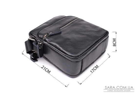 Чоловічі сумки на плече з натуральної шкіри Vintage 23020 Чорний Чоловічі сумки на плече з натуральної шкіри Vintage 23020 Чорний